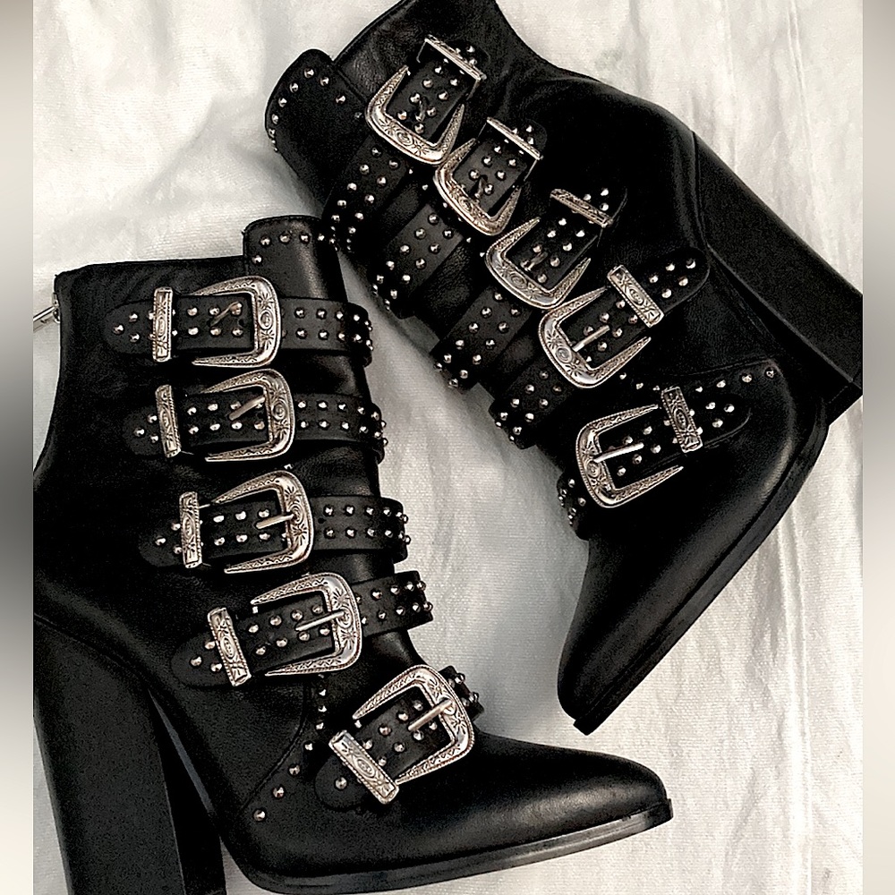 Steve Madden Buckle Booties Pointed toe.